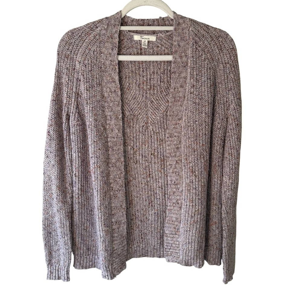 89th & Madison Marled Purple Grey Open Cardigan Sweater Size S Cozy Casual Knit